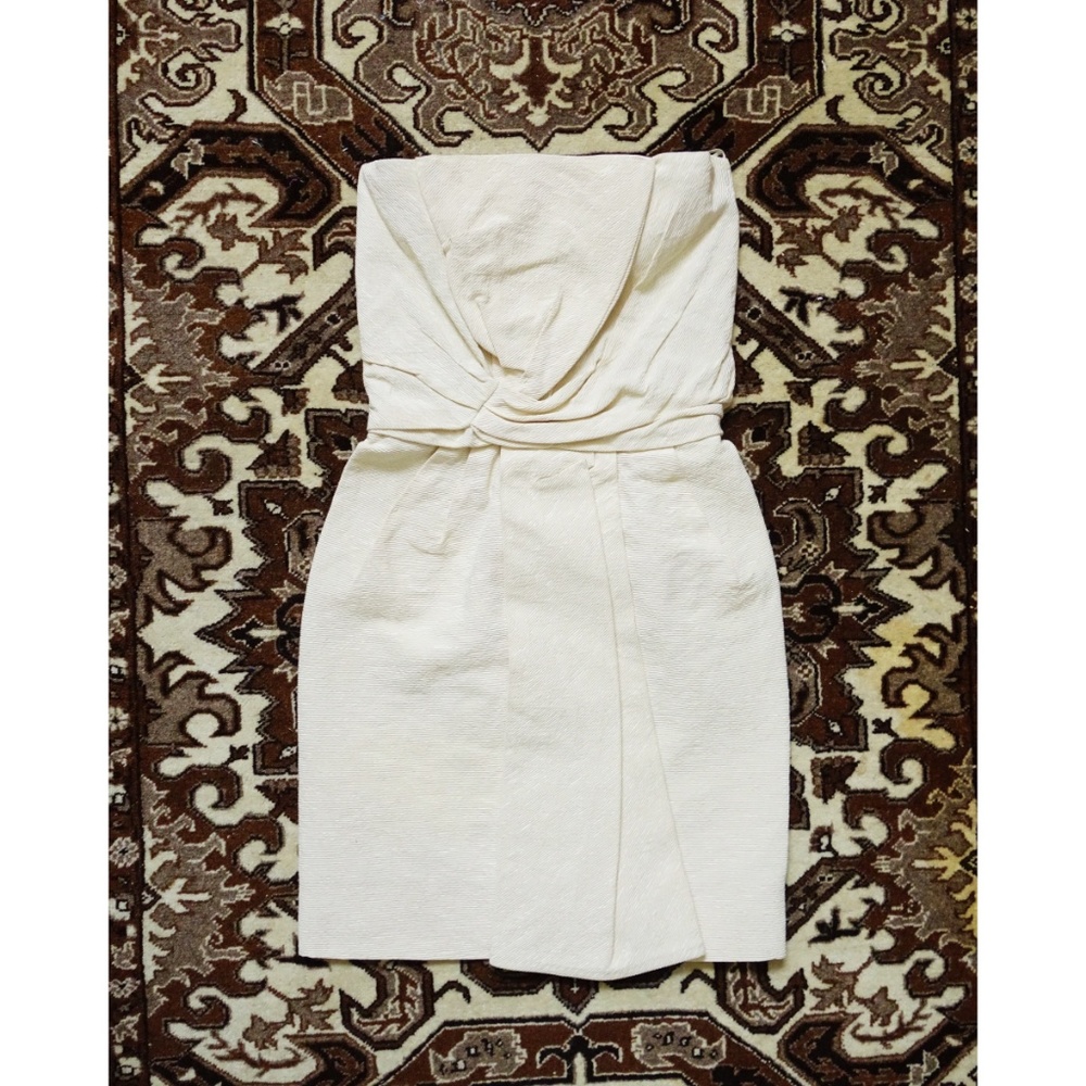 6267 Ivory Beige Strapless Cocktail Dress sz 0 2 - Picture 3 of 8